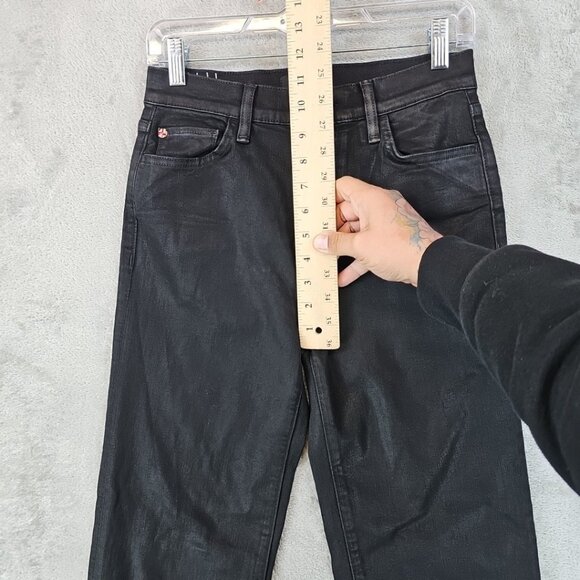Hudson Jeans Womens Size 27 Waxed Black Noa High Rise Straight Crop Stretch - Picture 8 of 12